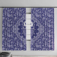 Blue Paisley Window Curtain Skull Gangster - Wonder Print Shop
