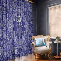 Blue Paisley Window Curtain Skull Gangster - Wonder Print Shop