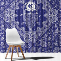 Blue Paisley Window Curtain Skull Gangster - Wonder Print Shop
