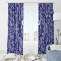 Blue Paisley Window Curtain Skull Gangster - Wonder Print Shop