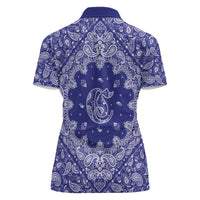 Blue Paisley Women Polo Shirt Skull Gangster - Wonder Print Shop