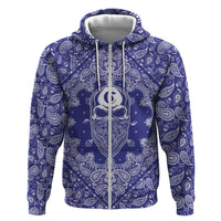 Blue Paisley Zip Hoodie Skull Gangster - Wonder Print Shop