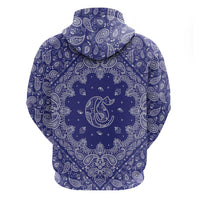 Blue Paisley Zip Hoodie Skull Gangster - Wonder Print Shop
