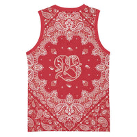 Red Paisley Basketball Jersey Skull Gangster - Wonder Print Shop