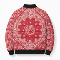 Red Paisley Bomber Puffer Jacket Skull Gangster - Wonder Print Shop