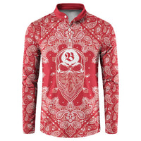 Red Paisley Button Sweatshirt Skull Gangster - Wonder Print Shop