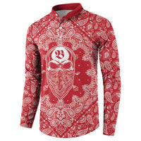 Red Paisley Button Sweatshirt Skull Gangster - Wonder Print Shop