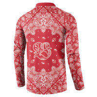Red Paisley Button Sweatshirt Skull Gangster - Wonder Print Shop