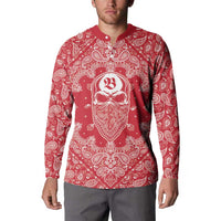 Red Paisley Button Sweatshirt Skull Gangster - Wonder Print Shop