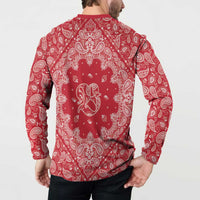 Red Paisley Button Sweatshirt Skull Gangster - Wonder Print Shop