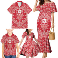 Red Paisley Family Matching Mermaid Dress and Hawaiian Shirt Skull Gangster - Wonder Print Shop
