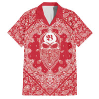 Red Paisley Family Matching Off The Shoulder Long Sleeve Dress and Hawaiian Shirt Skull Gangster - Wonder Print Shop