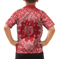Red Paisley Family Matching Off Shoulder Maxi Dress and Hawaiian Shirt Skull Gangster - Wonder Print Shop