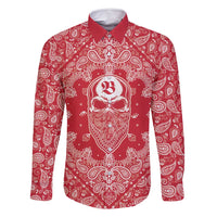 Red Paisley Family Matching Off Shoulder Short Dress and Hawaiian Shirt Skull Gangster - Wonder Print Shop