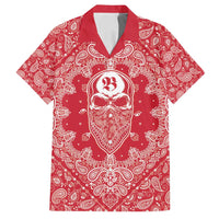 Red Paisley Family Matching Puletasi and Hawaiian Shirt Skull Gangster - Wonder Print Shop