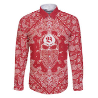 Red Paisley Family Matching Puletasi and Hawaiian Shirt Skull Gangster - Wonder Print Shop