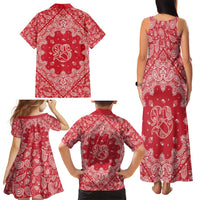 Red Paisley Family Matching Tank Maxi Dress and Hawaiian Shirt Skull Gangster - Wonder Print Shop