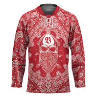Red Paisley Hockey Jersey Skull Gangster - Wonder Print Shop