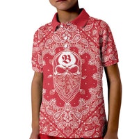 Red Paisley Kid Polo Shirt Skull Gangster - Wonder Print Shop