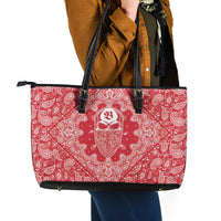 Red Paisley Leather Tote Bag Skull Gangster - Wonder Print Shop