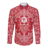 Red Paisley Long Sleeve Button Shirt Skull Gangster - Wonder Print Shop