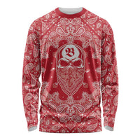 Red Paisley Long Sleeve Shirt Skull Gangster - Wonder Print Shop
