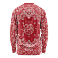 Red Paisley Long Sleeve Shirt Skull Gangster - Wonder Print Shop