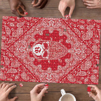 Red Paisley Puzzle Skull Gangster - Wonder Print Shop