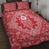 Red Paisley Quilt Bed Set Skull Gangster - Wonder Print Shop