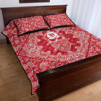 Red Paisley Quilt Bed Set Skull Gangster - Wonder Print Shop