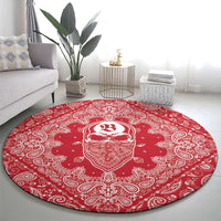 Red Paisley Round Carpet Skull Gangster - Wonder Print Shop