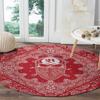Red Paisley Round Carpet Skull Gangster - Wonder Print Shop