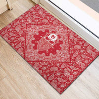 Red Paisley Rubber Doormat Skull Gangster - Wonder Print Shop
