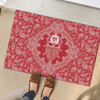 Red Paisley Rubber Doormat Skull Gangster - Wonder Print Shop