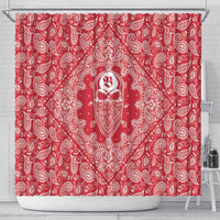 Red Paisley Shower Curtain Skull Gangster - Wonder Print Shop