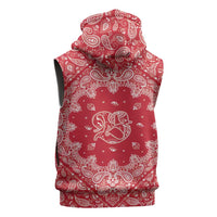 Red Paisley Sleeveless Zip Hoodie Skull Gangster - Wonder Print Shop