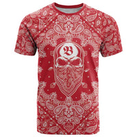 Red Paisley T Shirt Skull Gangster - Wonder Print Shop