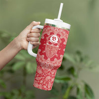 Red Paisley Tumbler With Handle Skull Gangster - Wonder Print Shop