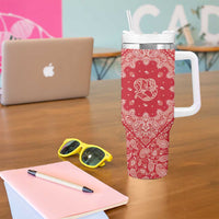 Red Paisley Tumbler With Handle Skull Gangster - Wonder Print Shop