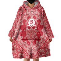 Red Paisley Wearable Blanket Hoodie Skull Gangster - Wonder Print Shop