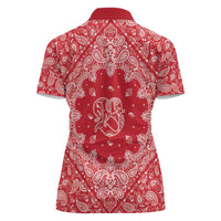 Red Paisley Women Polo Shirt Skull Gangster - Wonder Print Shop