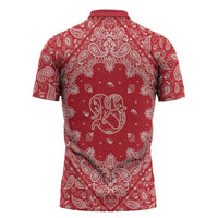 Red Paisley Zipper Polo Shirt Skull Gangster - Wonder Print Shop