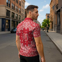 Red Paisley Zipper Polo Shirt Skull Gangster - Wonder Print Shop