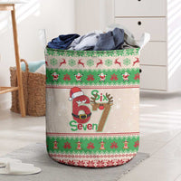 Funny Six Seven Meme Christmas Laundry Basket Santa Says 6 7 - Wonder Print Shop