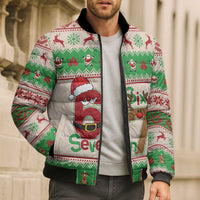 Funny Six Seven Meme Christmas Bomber Puffer Jacket Santa Says 6 7 - Wonder Print Shop