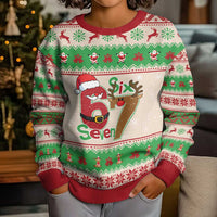 Funny Six Seven Meme Christmas Kid Ugly Christmas Sweater Santa Says 6 7 - Wonder Print Shop