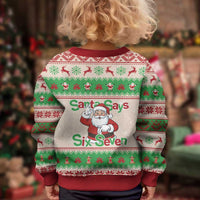 Funny Six Seven Meme Christmas Kid Ugly Christmas Sweater Santa Says 6 7 - Wonder Print Shop