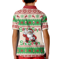 Funny Six Seven Meme Christmas Kid Polo Shirt Santa Says 6 7 - Wonder Print Shop
