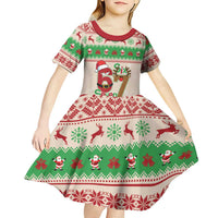 Funny Six Seven Meme Christmas Kid Short Sleeve Dress Santa Says 6 7 - Wonder Print Shop