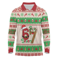 Funny Six Seven Meme Christmas Long Sleeve Polo Shirt Santa Says 6 7 - Wonder Print Shop